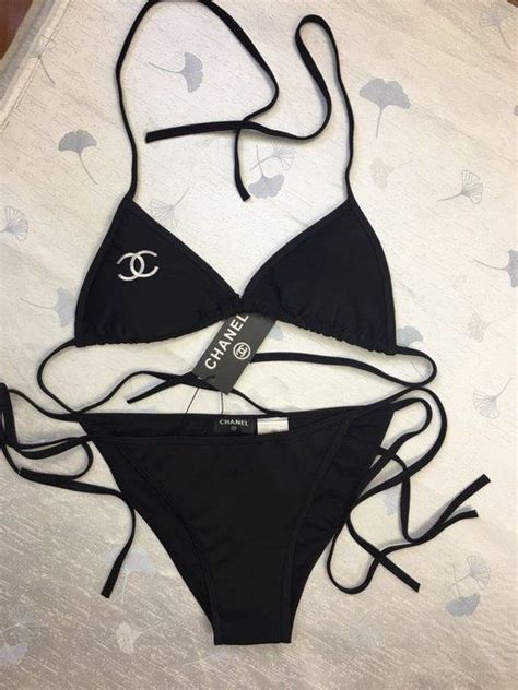 black chanel bikini swimsuit|Chanel swimwear 2022.